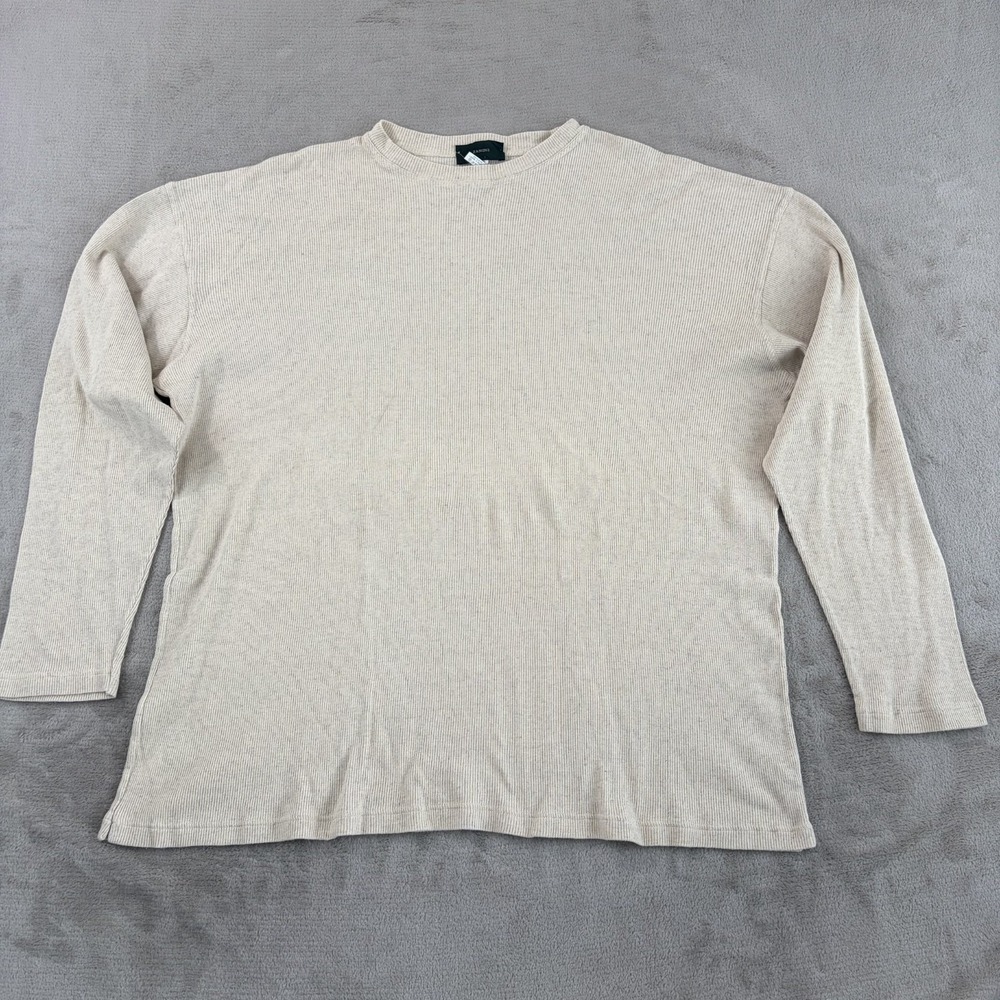 ZANONE Ribbed Linen Blend Sweater n Beige Men 54 Crew Long Sleeve Italy Desinger